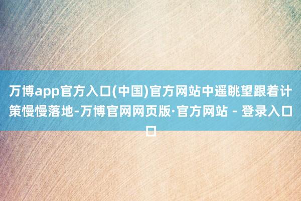 万博app官方入口(中国)官方网站中遥眺望跟着计策慢慢落地-万博官网网页版·官方网站 - 登录入口