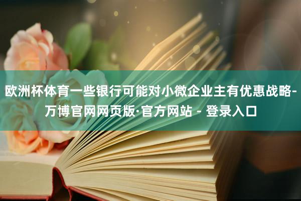 欧洲杯体育一些银行可能对小微企业主有优惠战略-万博官网网页版·官方网站 - 登录入口